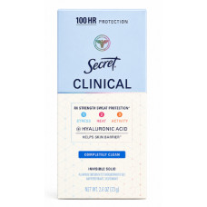 Антиперспірант Secret Clinical Completely Clean Invisible Solid з гіалуроновою кислотою, 73 г